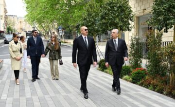 Президент Ильхам Алиев принял участие в открытии улицы Ислама Сафарли в Баку после реконструкции