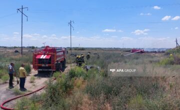 В Гаджигабуле на открытой территории горят отходы автомобильных шин
