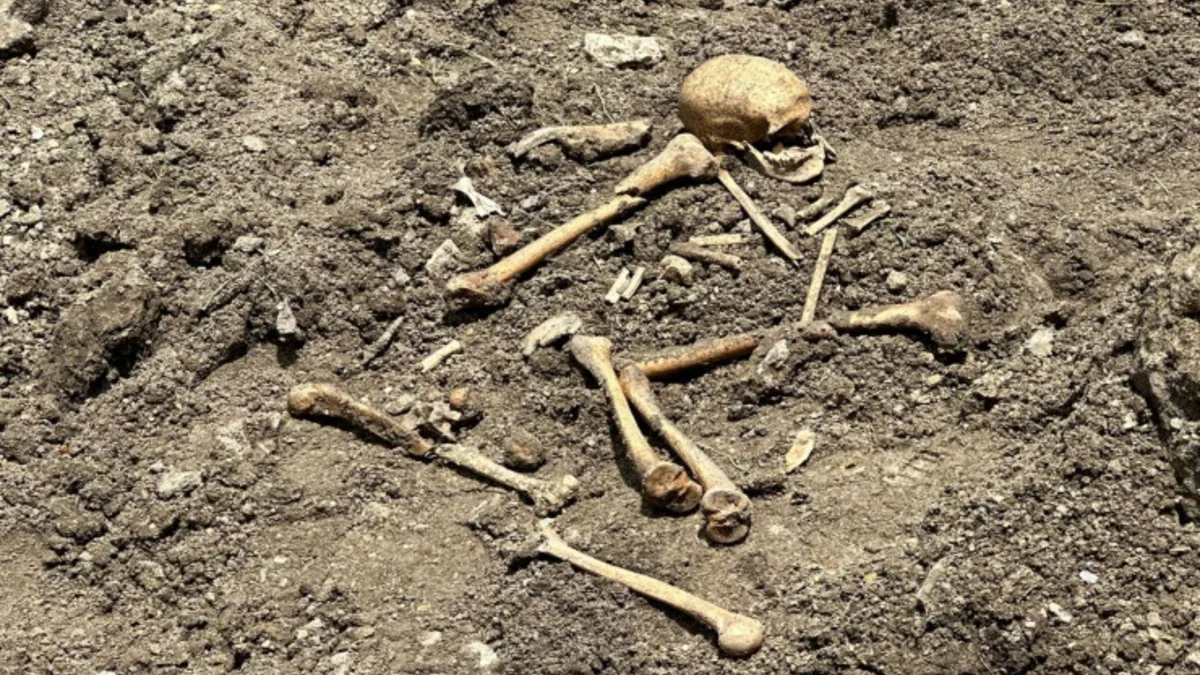 В Агдаме во время раскопок обнаружены останки, похожие на человеческий скелет